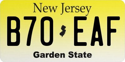 NJ license plate B70EAF