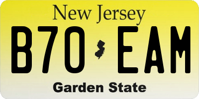 NJ license plate B70EAM