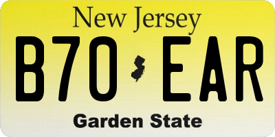 NJ license plate B70EAR
