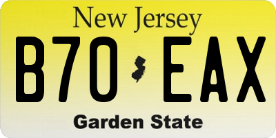 NJ license plate B70EAX
