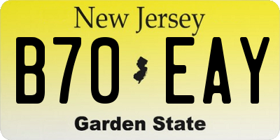 NJ license plate B70EAY