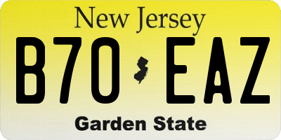NJ license plate B70EAZ