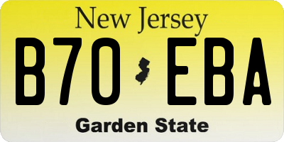 NJ license plate B70EBA