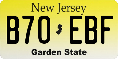 NJ license plate B70EBF