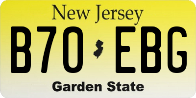 NJ license plate B70EBG