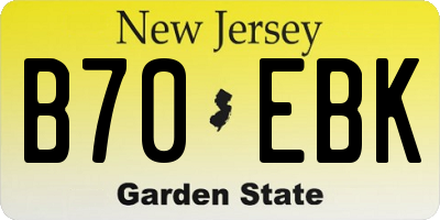NJ license plate B70EBK