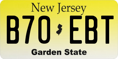 NJ license plate B70EBT