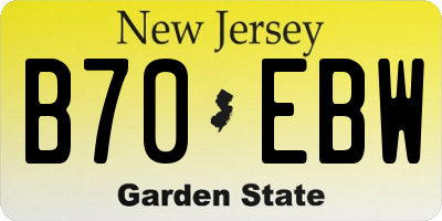 NJ license plate B70EBW
