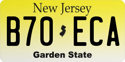 NJ license plate B70ECA