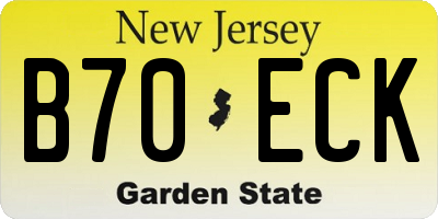 NJ license plate B70ECK