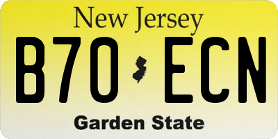 NJ license plate B70ECN