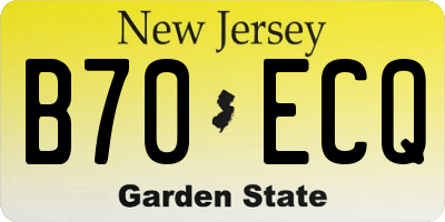 NJ license plate B70ECQ