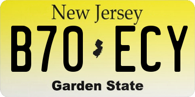 NJ license plate B70ECY
