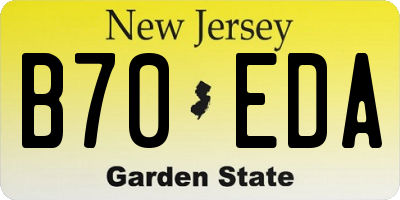 NJ license plate B70EDA