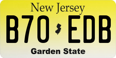 NJ license plate B70EDB