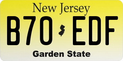 NJ license plate B70EDF