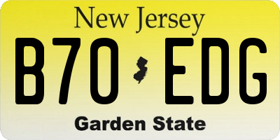 NJ license plate B70EDG
