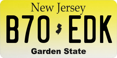 NJ license plate B70EDK