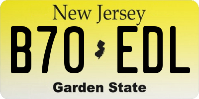 NJ license plate B70EDL