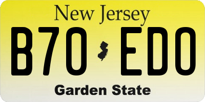 NJ license plate B70EDO