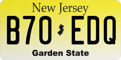 NJ license plate B70EDQ