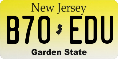 NJ license plate B70EDU
