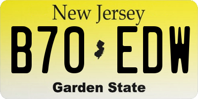 NJ license plate B70EDW