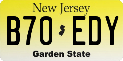 NJ license plate B70EDY