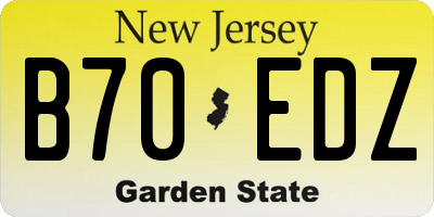 NJ license plate B70EDZ