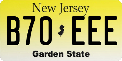 NJ license plate B70EEE