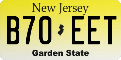NJ license plate B70EET