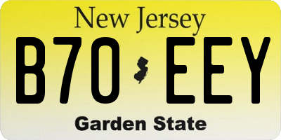 NJ license plate B70EEY