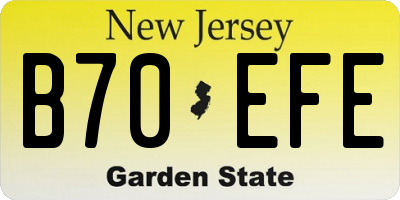 NJ license plate B70EFE