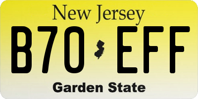 NJ license plate B70EFF