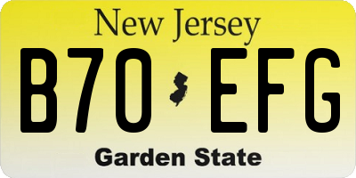 NJ license plate B70EFG