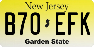 NJ license plate B70EFK