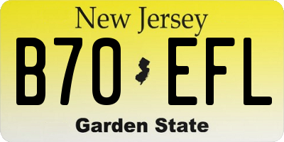 NJ license plate B70EFL
