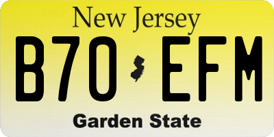 NJ license plate B70EFM