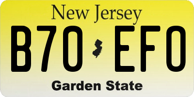 NJ license plate B70EFO