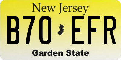 NJ license plate B70EFR
