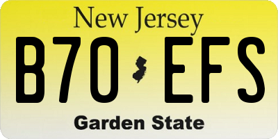 NJ license plate B70EFS