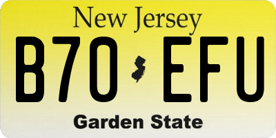 NJ license plate B70EFU