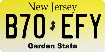 NJ license plate B70EFY