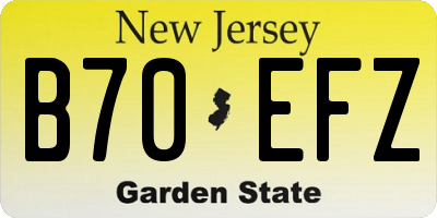 NJ license plate B70EFZ