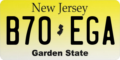 NJ license plate B70EGA