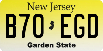 NJ license plate B70EGD