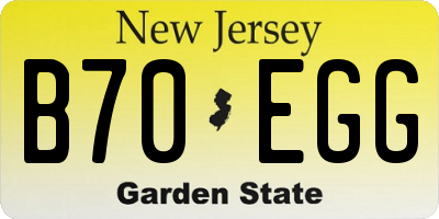 NJ license plate B70EGG