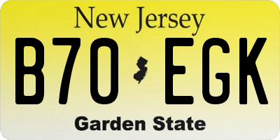 NJ license plate B70EGK