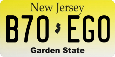 NJ license plate B70EGO