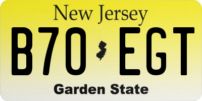 NJ license plate B70EGT